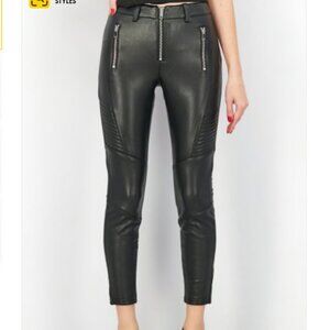 Topshop Faux Leather Pants Black Skinny Zipper Stretch Womens Size 4